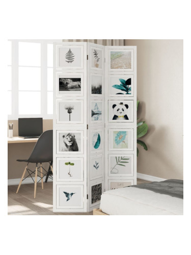 Sonata H Разделител за стая, 3 панела, бял, дърво пауловния масив