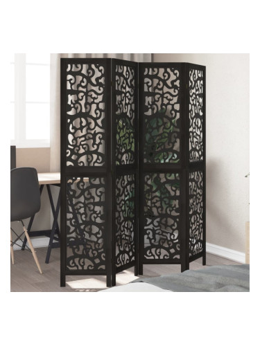 Sonata H Разделител за стая, 4 панела, черен, дърво пауловния масив