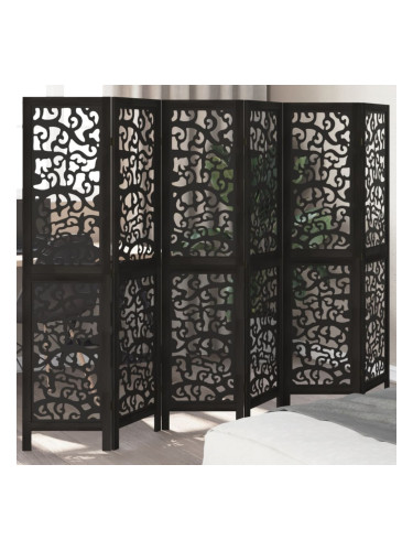 Sonata H Разделител за стая, 6 панела, черен, дърво пауловния масив