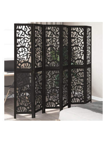 Sonata H Разделител за стая, 6 панела, черен, дърво пауловния масив
