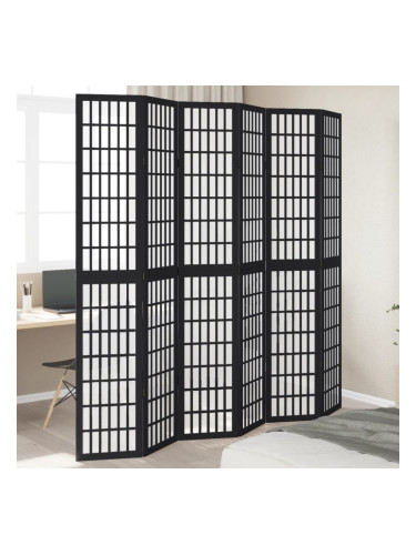 Sonata H Разделител за стая, 6 панела, черен, дърво пауловния масив
