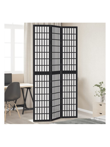 Sonata H Разделител за стая, 3 панела, черен, дърво пауловния масив