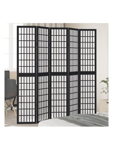 Sonata H Разделител за стая, 5 панела, черен, дърво пауловния масив