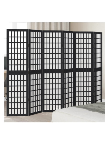 Sonata H Разделител за стая, 6 панела, черен, дърво пауловния масив