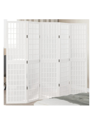 Sonata H Разделител за стая, 5 панела, бял, дърво пауловния масив