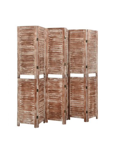 Sonata H Параван за стая, 6 панела, кафяв, 210x165 cм, пауловния масив