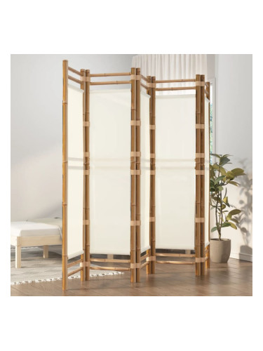 Sonata H Сгъваема 5-панелна преграда за стая 200 см бамбук и платно