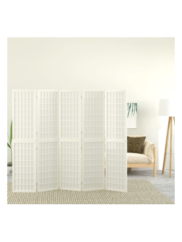 Sonata H Параван за стая, 5 панела, в японски стил, 200x170 cм, бял
