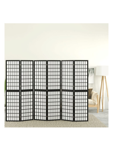 Sonata H Параван за стая, 6 панела, японски стил, 240x170 cм, черен