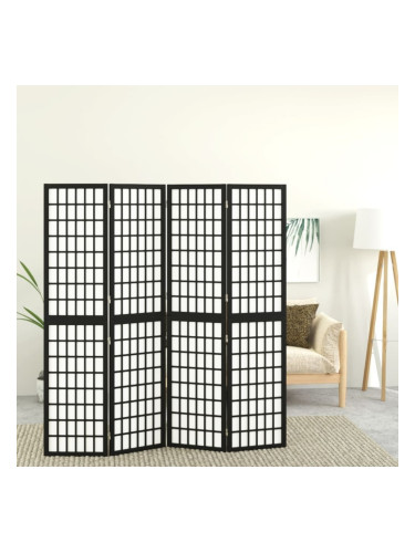 Sonata H Параван за стая, 4 панела, японски стил, 160х170 cм, черен