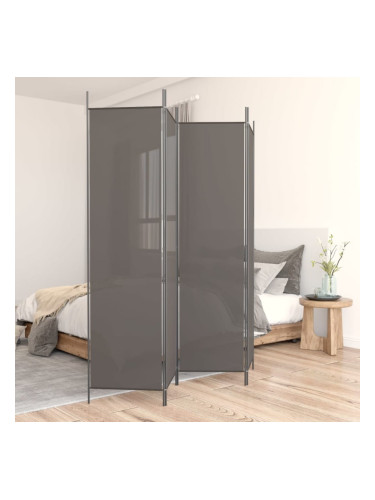 Sonata H Параван за стая, 4 панела, антрацит, 698x180 cм, текстил