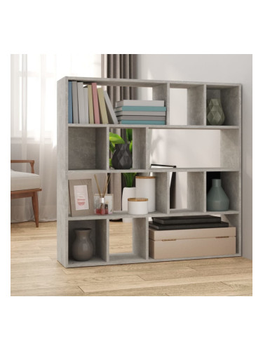 Sonata H Библиотека/разделител за стая, бетонно сива, 105x24x102 см