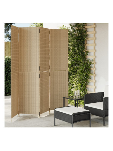 Sonata H Параван за стая, 4 панела, бежов, полиратан
