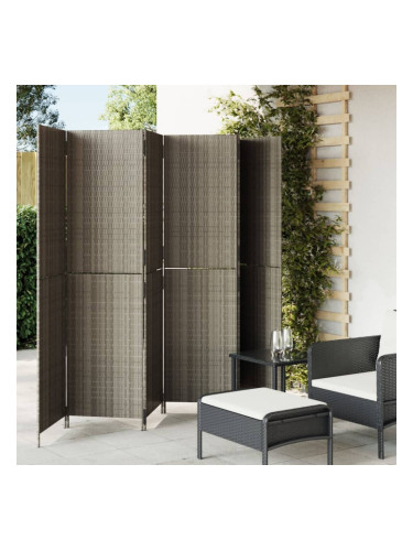 Sonata H Параван за стая, 6 панела, сив, полиратан