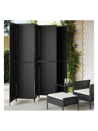Sonata H Параван за стая, 6 панела, черен, полиратан