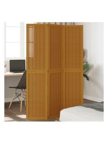 Sonata H Разделител за стая, 3 панела, кафяв, дърво пауловния масив