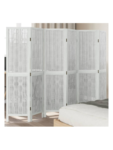 Sonata H Разделител за стая, 6 панела, бял, дърво пауловния масив