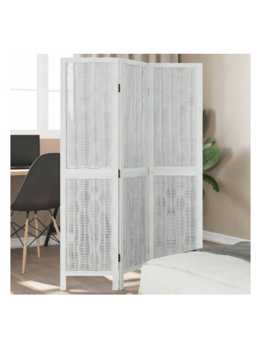 Sonata H Разделител за стая, 3 панела, бял, дърво пауловния масив