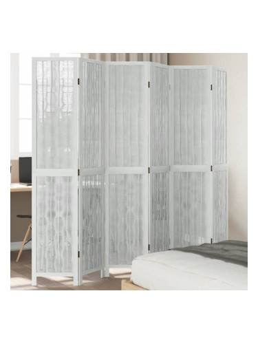Sonata H Разделител за стая, 6 панела, бял, дърво пауловния масив