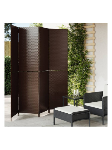 Sonata H Параван за стая, 4 панела, кафяв, полиратан