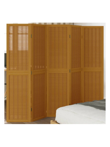 Sonata H Разделител за стая, 5 панела, кафяв, дърво пауловния масив