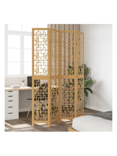 Sonata H Разделител за стая, 4 панела, кафяв, дърво пауловния масив