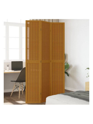 Sonata H Разделител за стая, 3 панела, кафяв, дърво пауловния масив