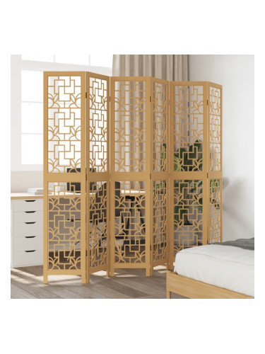 Sonata H Разделител за стая, 6 панела, кафяв, дърво пауловния масив