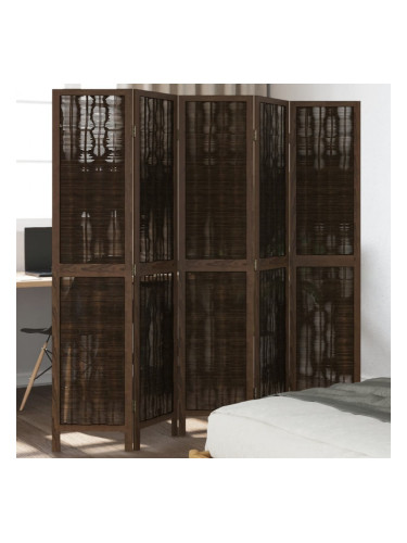 Sonata H Разделител за стая, 5 панела, тъмнокафяв, дърво пауловния масив