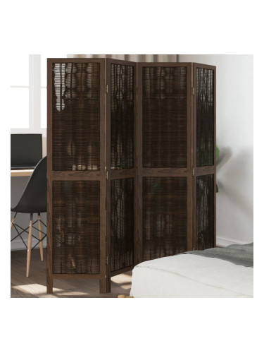 Sonata H Разделител за стая, 4 панела, тъмнокафяв, дърво пауловния масив