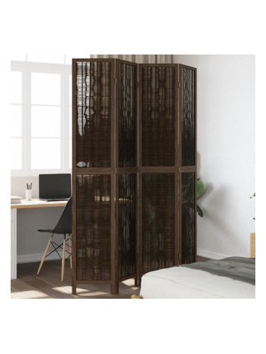 Sonata H Разделител за стая, 4 панела, тъмнокафяв, дърво пауловния масив
