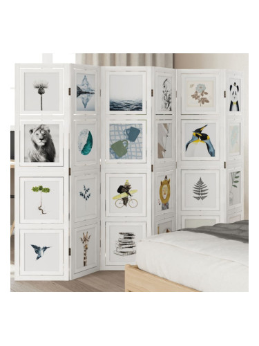 Sonata H Разделител за стая, 6 панела, бял, дърво пауловния масив