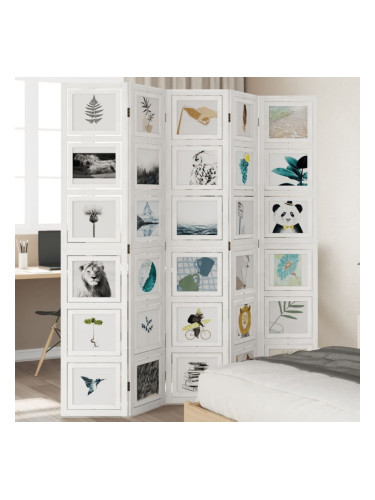 Sonata H Разделител за стая, 5 панела, бял, дърво пауловния масив