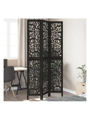 Sonata H Разделител за стая, 3 панела, черен, дърво пауловния масив
