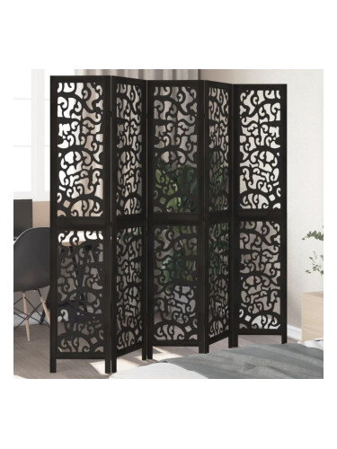 Sonata H Разделител за стая, 5 панела, черен, дърво пауловния масив