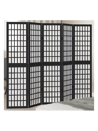 Sonata H Разделител за стая, 5 панела, черен, дърво пауловния масив