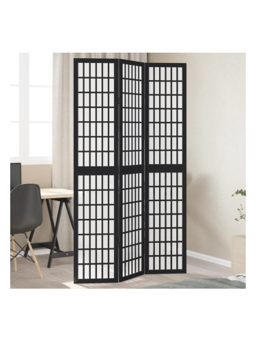 Sonata H Разделител за стая, 3 панела, черен, дърво пауловния масив