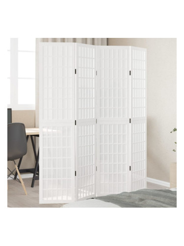 Sonata H Разделител за стая, 4 панела, бял, дърво пауловния масив