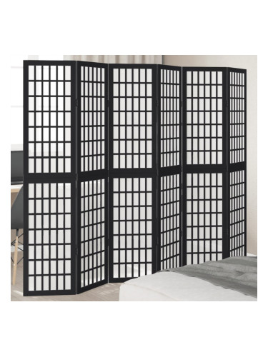 Sonata H Разделител за стая, 6 панела, черен, дърво пауловния масив