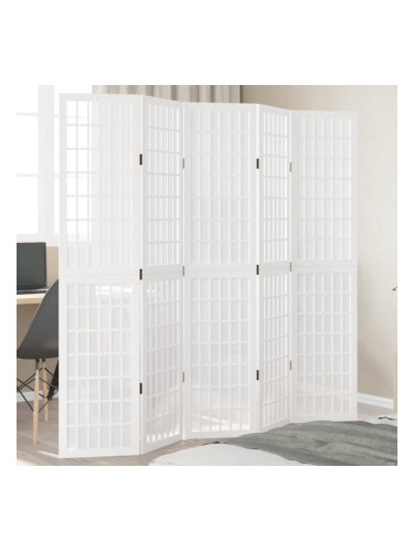 Sonata H Разделител за стая, 5 панела, бял, дърво пауловния масив