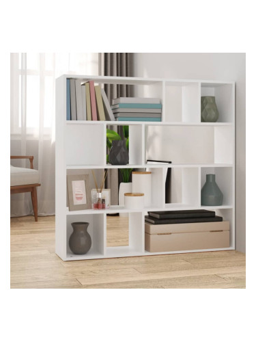 Sonata H Библиотека/разделител за стая, бяла, 105x24x102 см