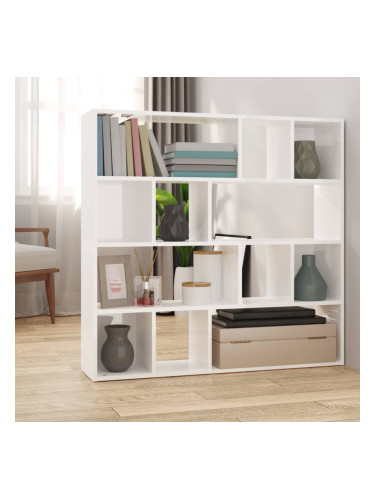 Sonata H Библиотека/разделител за стая, бял гланц, 105x24x102 см