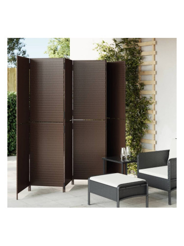 Sonata H Параван за стая, 6 панела, кафяв, полиратан