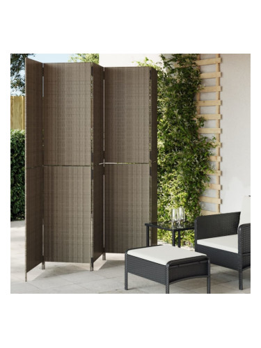 Sonata H Параван за стая, 5 панела, сив, полиратан