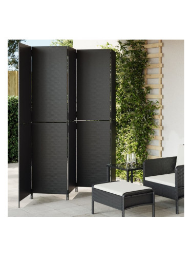 Sonata H Параван за стая, 5 панела, черен, полиратан