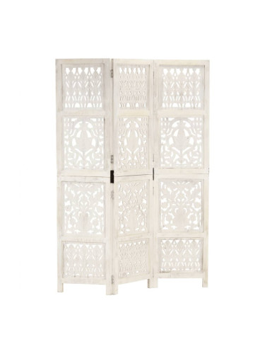 Sonata H Ръчно резбован параван, 3 панела, бял, 120x165 cм, манго масив