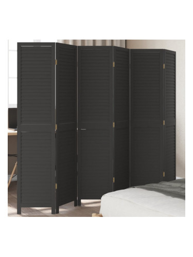 Sonata H Разделител за стая, 6 панела, черен, дърво пауловния масив