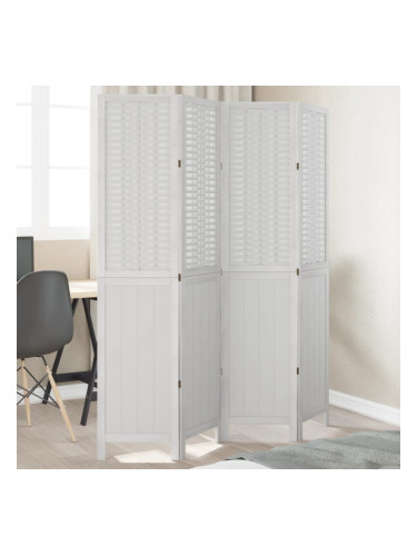 Sonata H Разделител за стая, 4 панела, бял, дърво пауловния масив