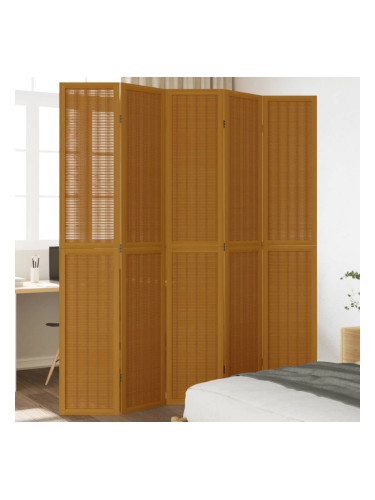 Sonata H Разделител за стая, 5 панела, кафяв, дърво пауловния масив