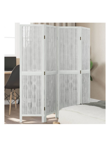 Sonata H Разделител за стая, 4 панела, бял, дърво пауловния масив